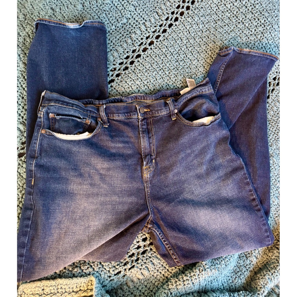 Old Navy Mens Straight Leg Jeans Dark Wash Denim Blue Pants Classic Fit